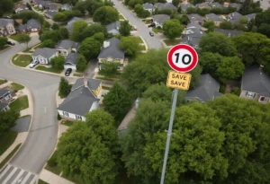 Image showcasing neighborhood speed limit signs in San Antonio.