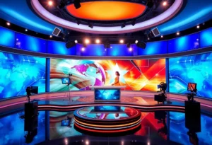 Modern news studio in San Antonio showcasing advanced technology.