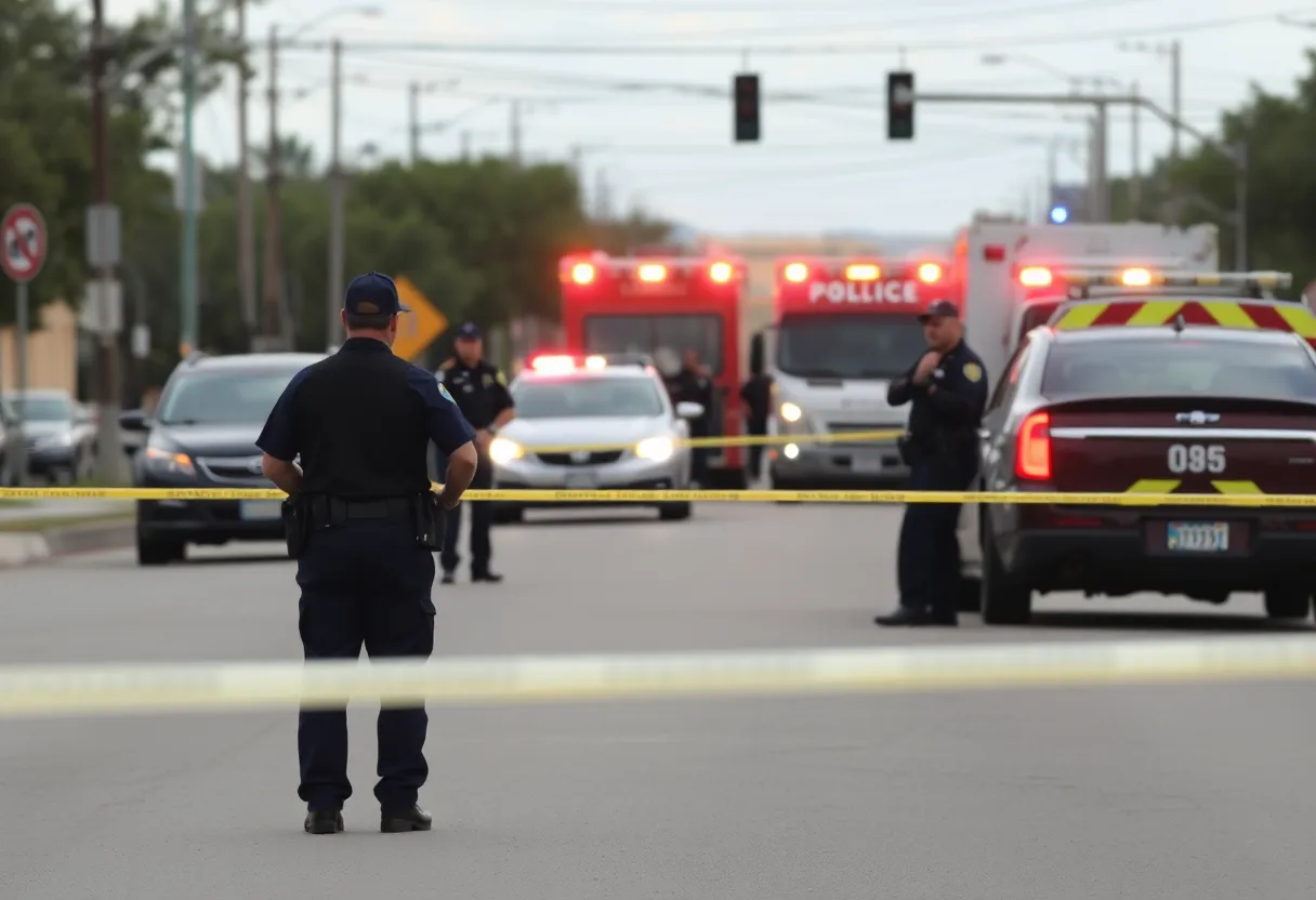 Police officers investigating a shooting scene in San Antonio.