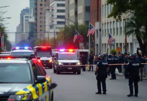 San Antonio Police operation scene during a large-scale immigration raid.