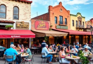 Various new restaurants in San Antonio with patrons enjoying outdoor dining.