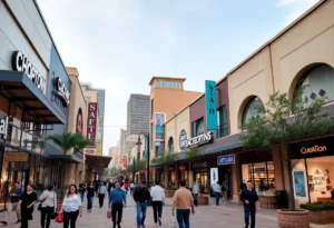 San Antonio shopping district with new retail stores