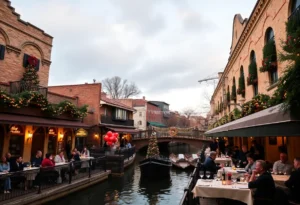 Restaurants on the San Antonio River Walk during New Year's Day celebrations