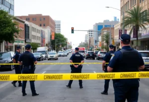 Police officers at the scene of a shooting in San Antonio