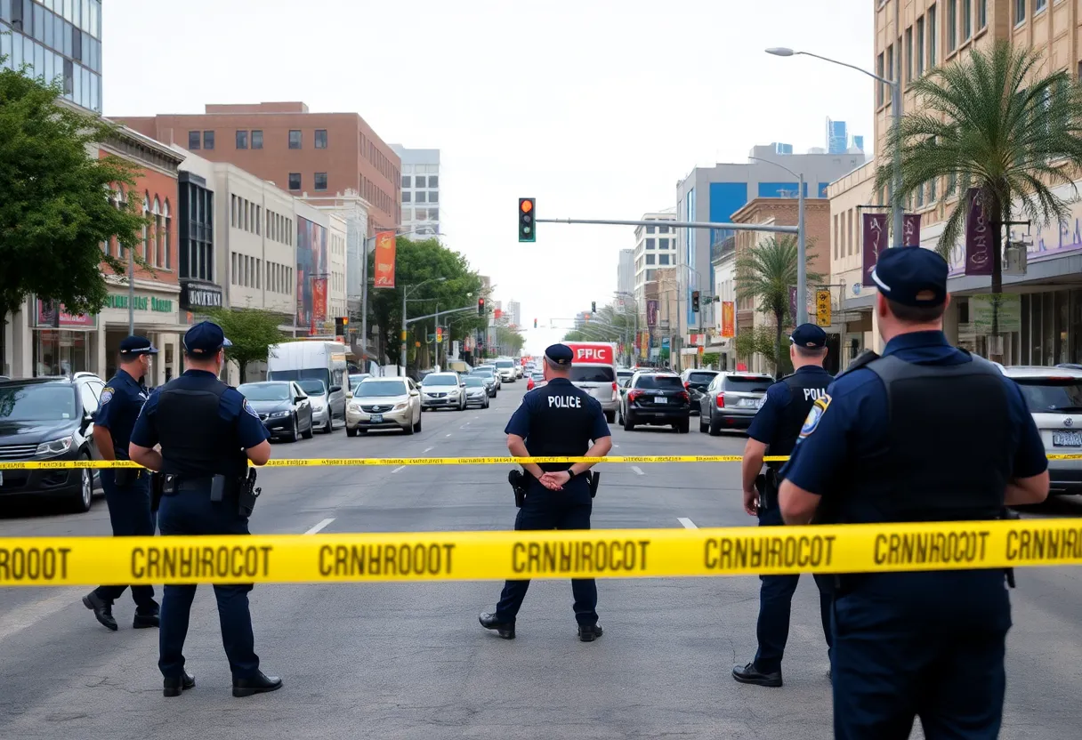 Police officers at the scene of a shooting in San Antonio