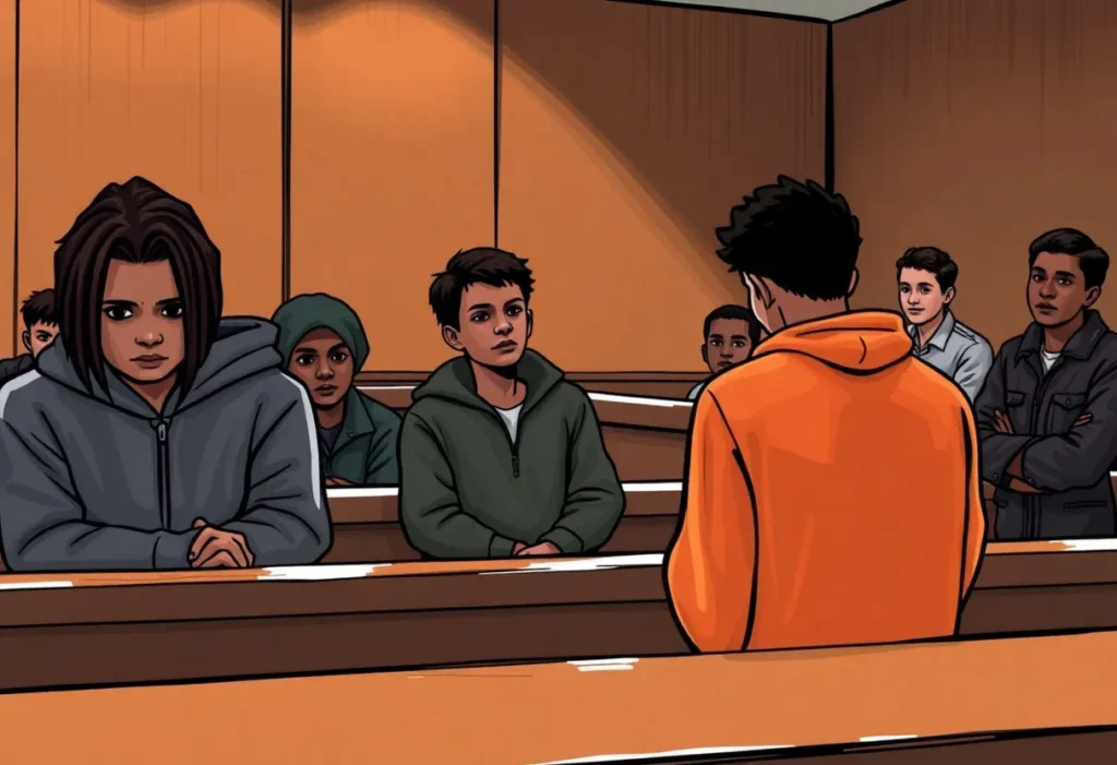 A courtroom related to a youth firearm incident.