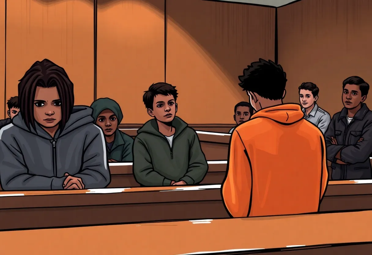 A courtroom related to a youth firearm incident.
