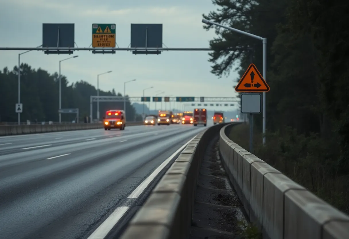 Scene depicting a traffic accident on a highway in San Antonio