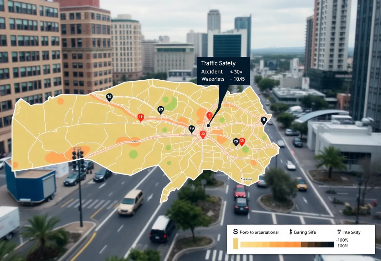 Interactive map of San Antonio showing traffic safety data