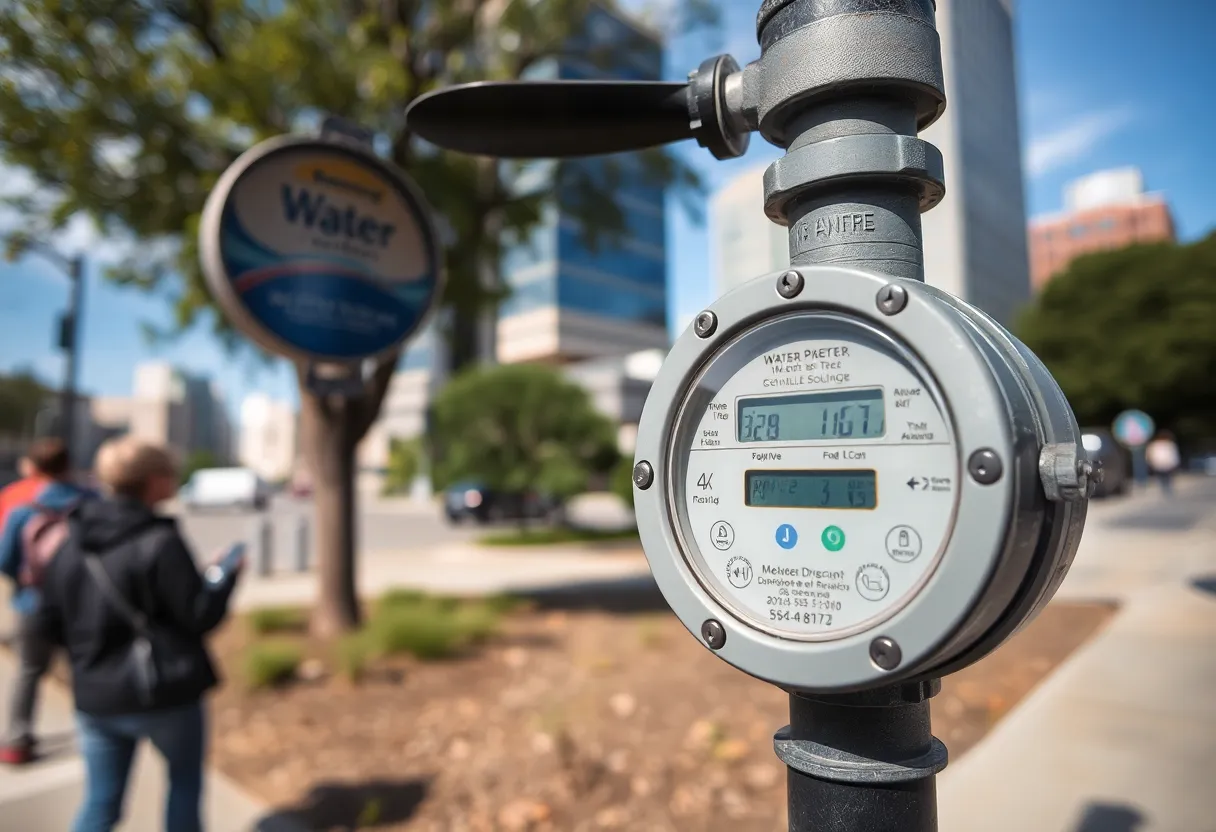 Modern water meter installation in San Antonio