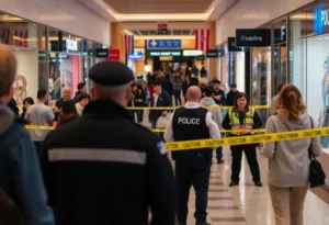 Investigation scene at North Star Mall with police presence.