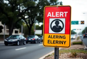 Silver Alert Sign for missing elderly person in San Antonio