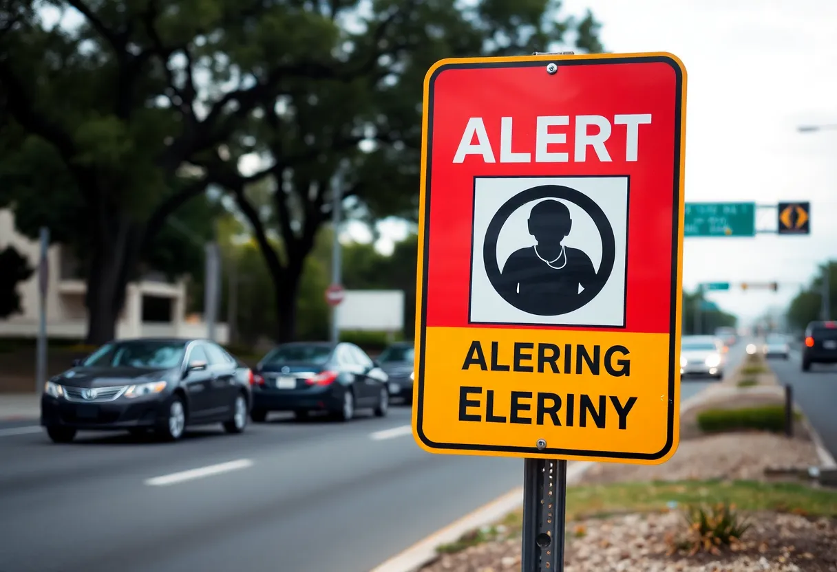 Silver Alert Sign for missing elderly person in San Antonio