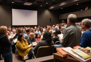 Author Skip Hollandsworth presenting his book at a community event in San Antonio.