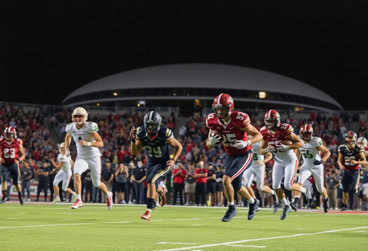 Smithson Valley Rangers football team playing against New Braunfels Unicorns at Alamodome.