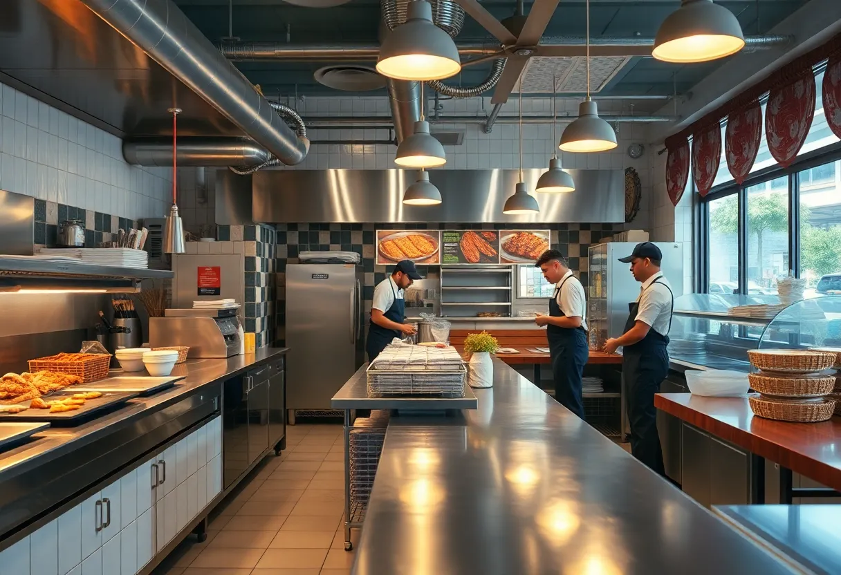 A clean BBQ restaurant showing staff maintaining hygiene standards