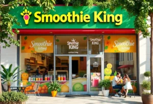 Exterior view of Smoothie King in New Braunfels, Texas