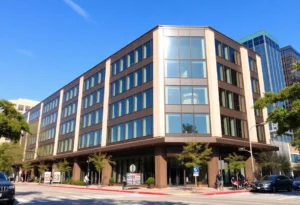 Illustration of a bank merger in Houston, Texas.