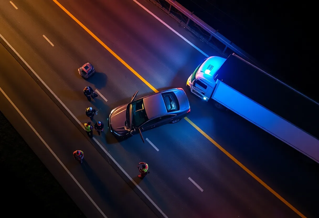 Emergency responders at the scene of a fatal crash on Southeast Loop 410.