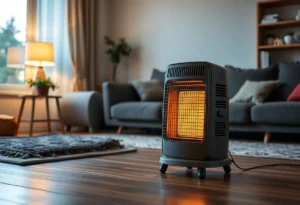 Safe space heater setup in a living room
