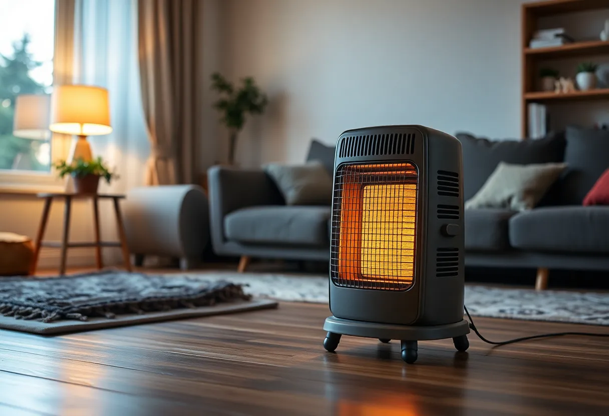 Safe space heater setup in a living room