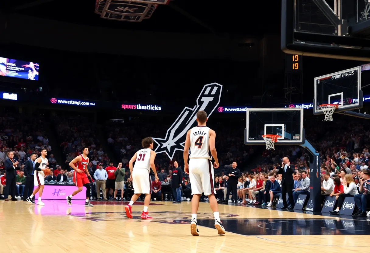 San Antonio Spurs players in action during a game against the Washington Wizards.