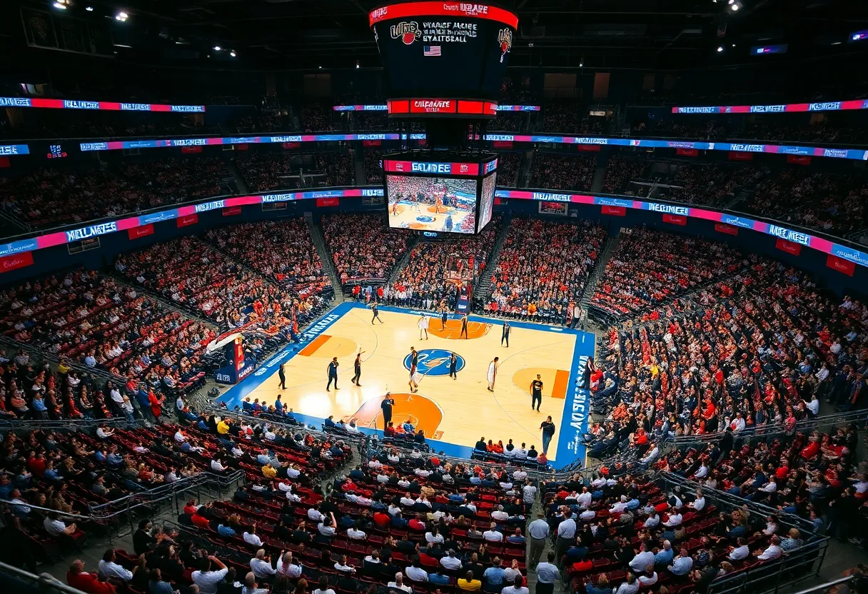 Fans cheering at a San Antonio Spurs basketball game