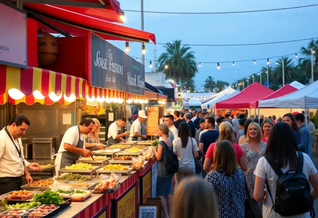 Festival attendees enjoying local cuisine at the Taste of Pearl Festival.