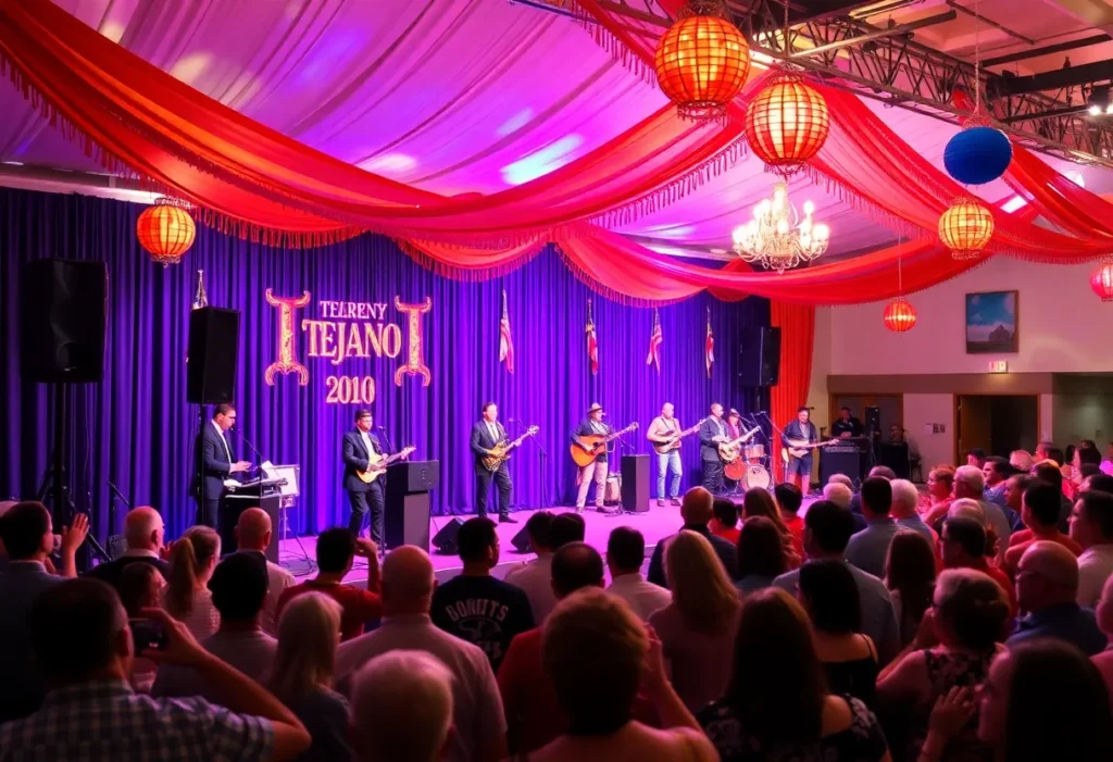 Crowd enjoying live Tejano music at a gala event