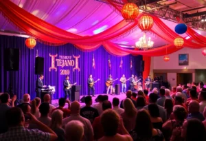 Crowd enjoying live Tejano music at a gala event