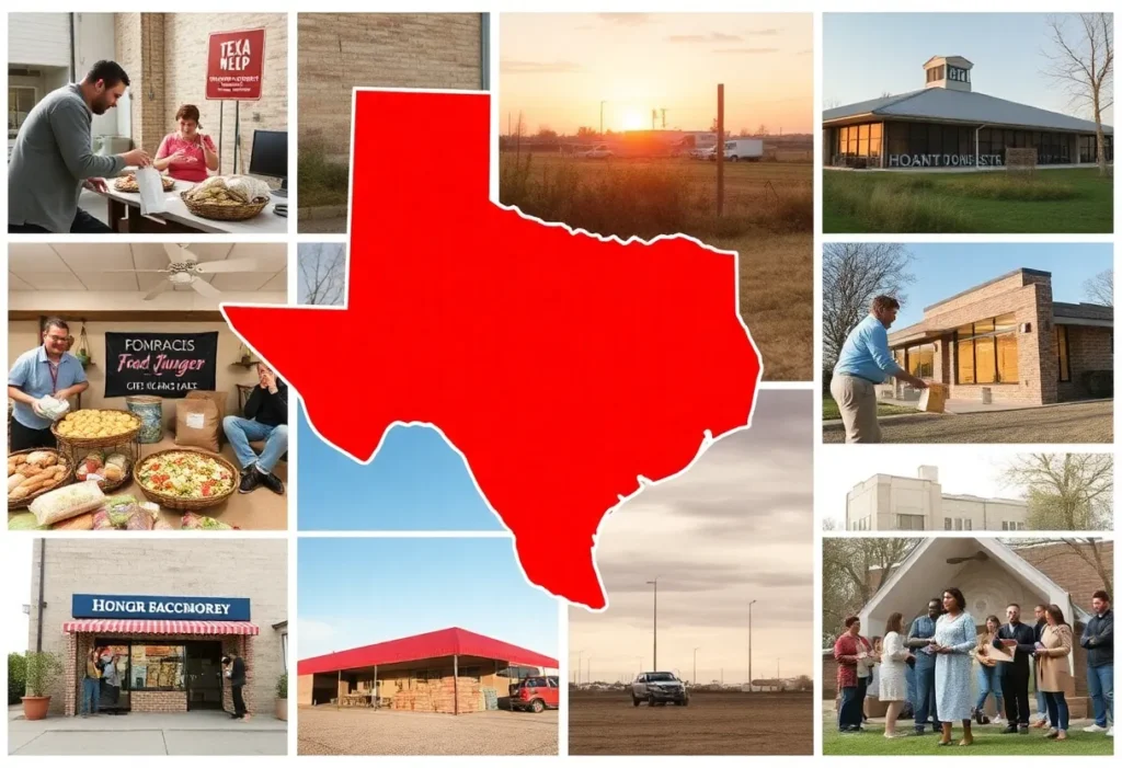 A representation of Texas cities combating hunger and poverty