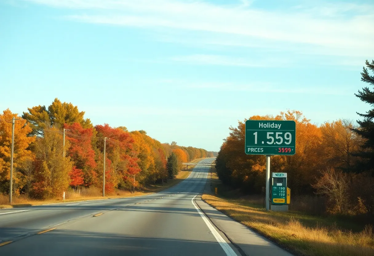 Low gas prices at a gas station in Texas during the holiday season.