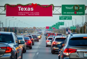 Holiday traffic on a Texas highway during peak travel season