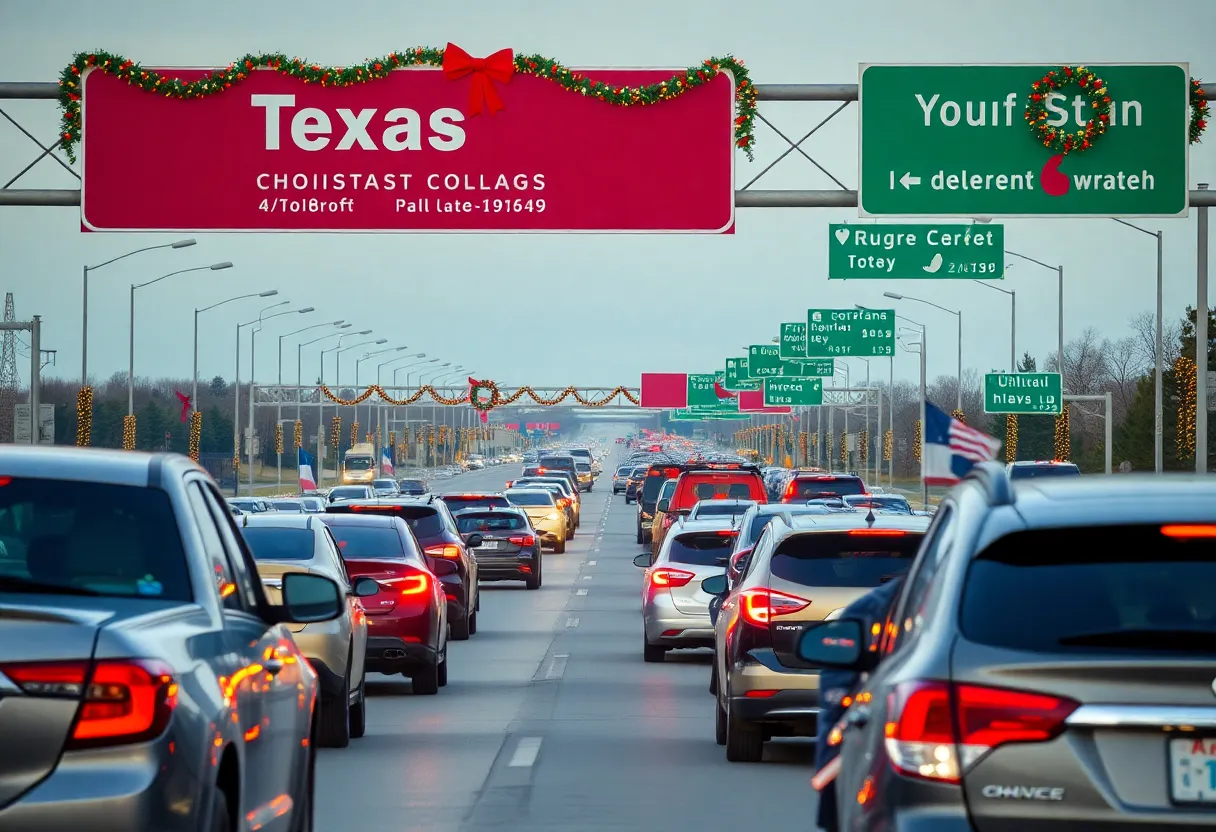 Holiday traffic on a Texas highway during peak travel season