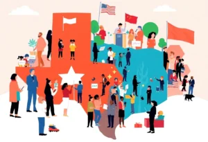 Artistic representation of Texas political landscape