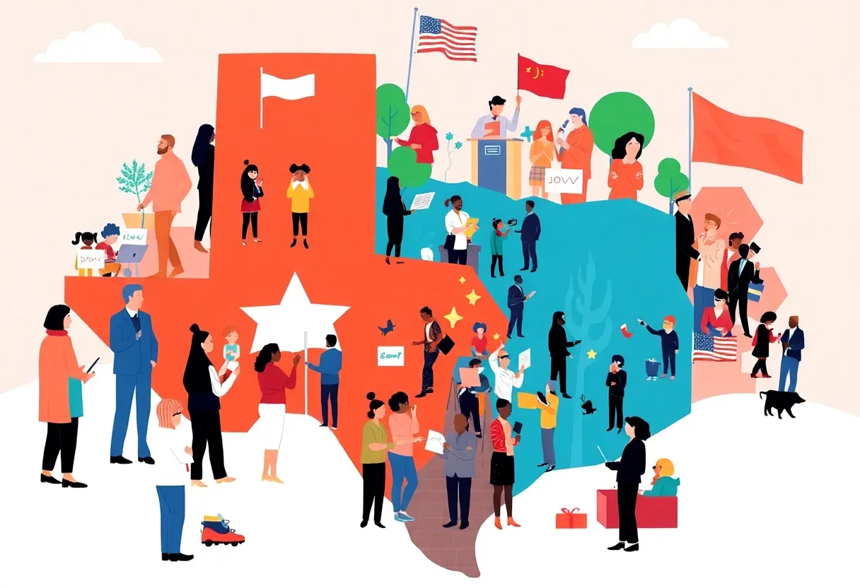 Artistic representation of Texas political landscape