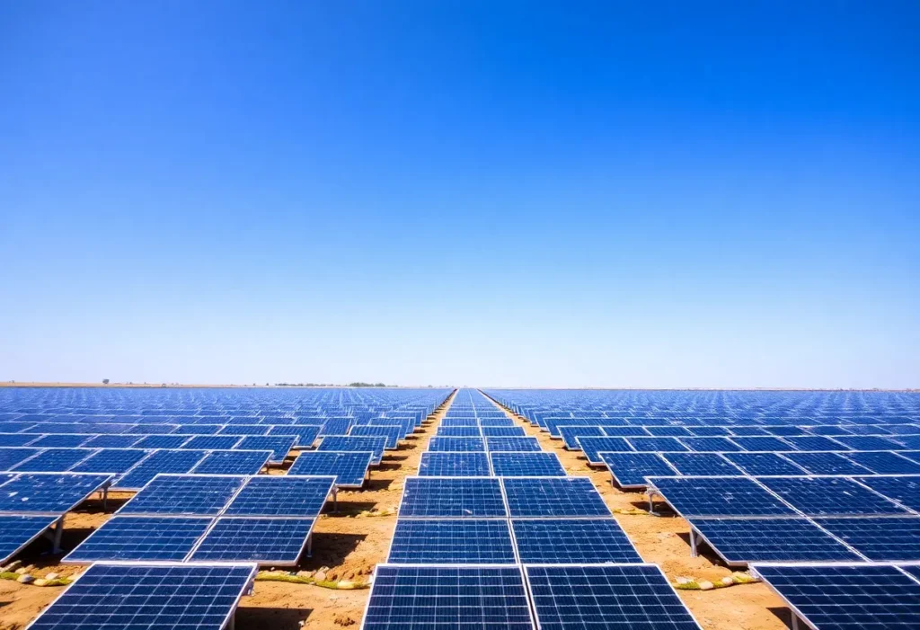 Solar panels in Texas showing growth in renewable energy production