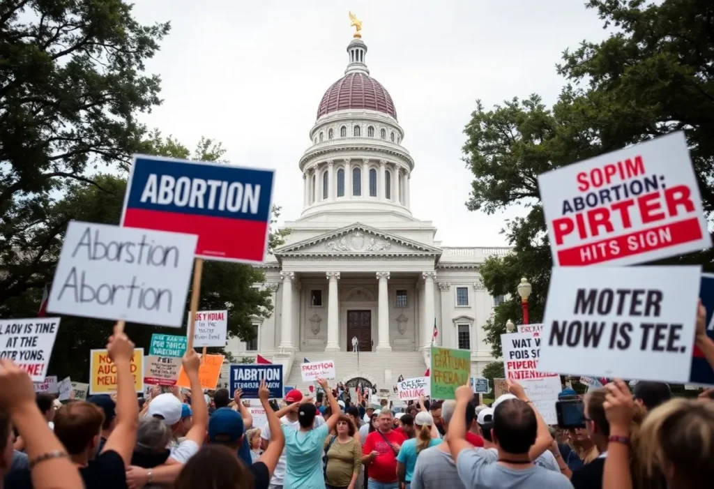 Protesters outside the Texas State Capitol advocating for abortion rights.