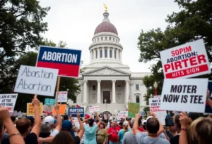 Protesters outside the Texas State Capitol advocating for abortion rights.