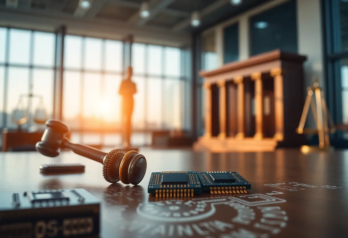 An illustration representing Texas technology firms facing lawsuits.