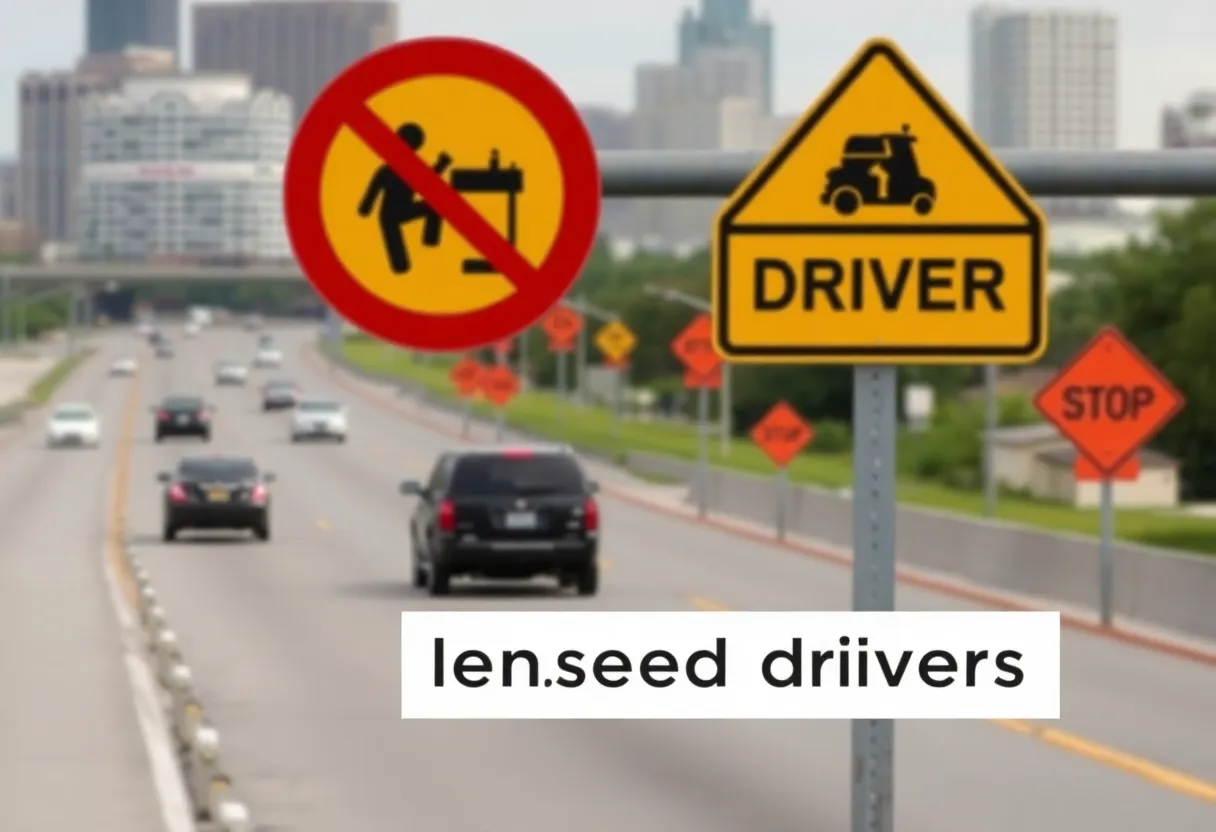 Busy Texas road indicating unlicensed driver safety issues