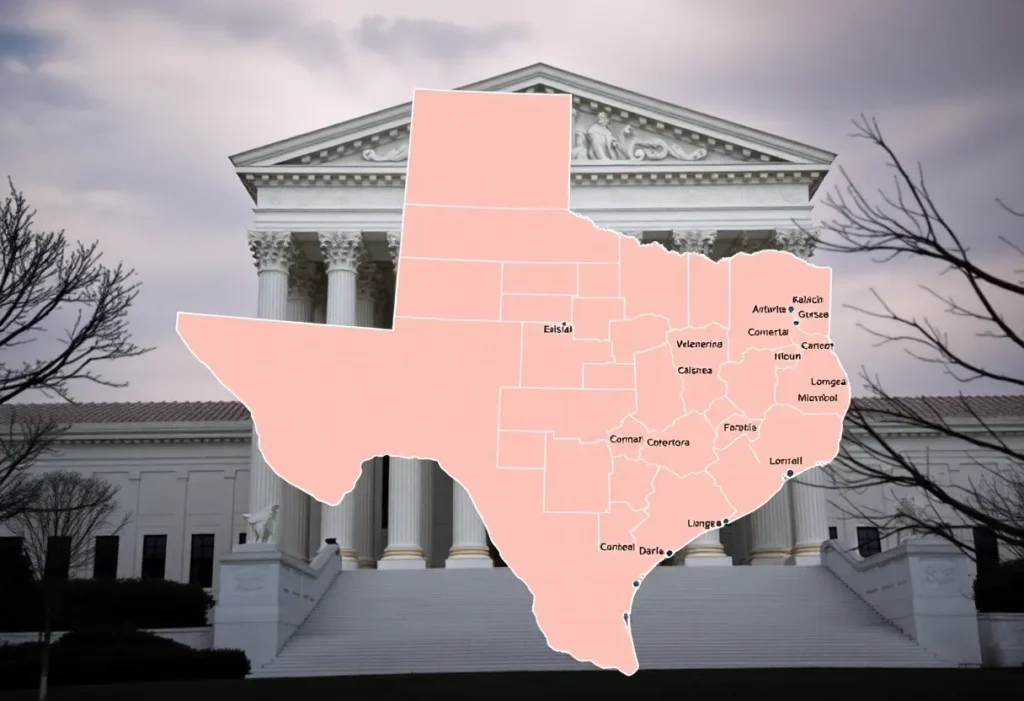 Map of Texas showing congressional districts approved by the Supreme Court