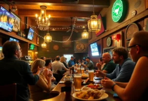 Bar scene at The Weighted Plate in New Braunfels with live music.