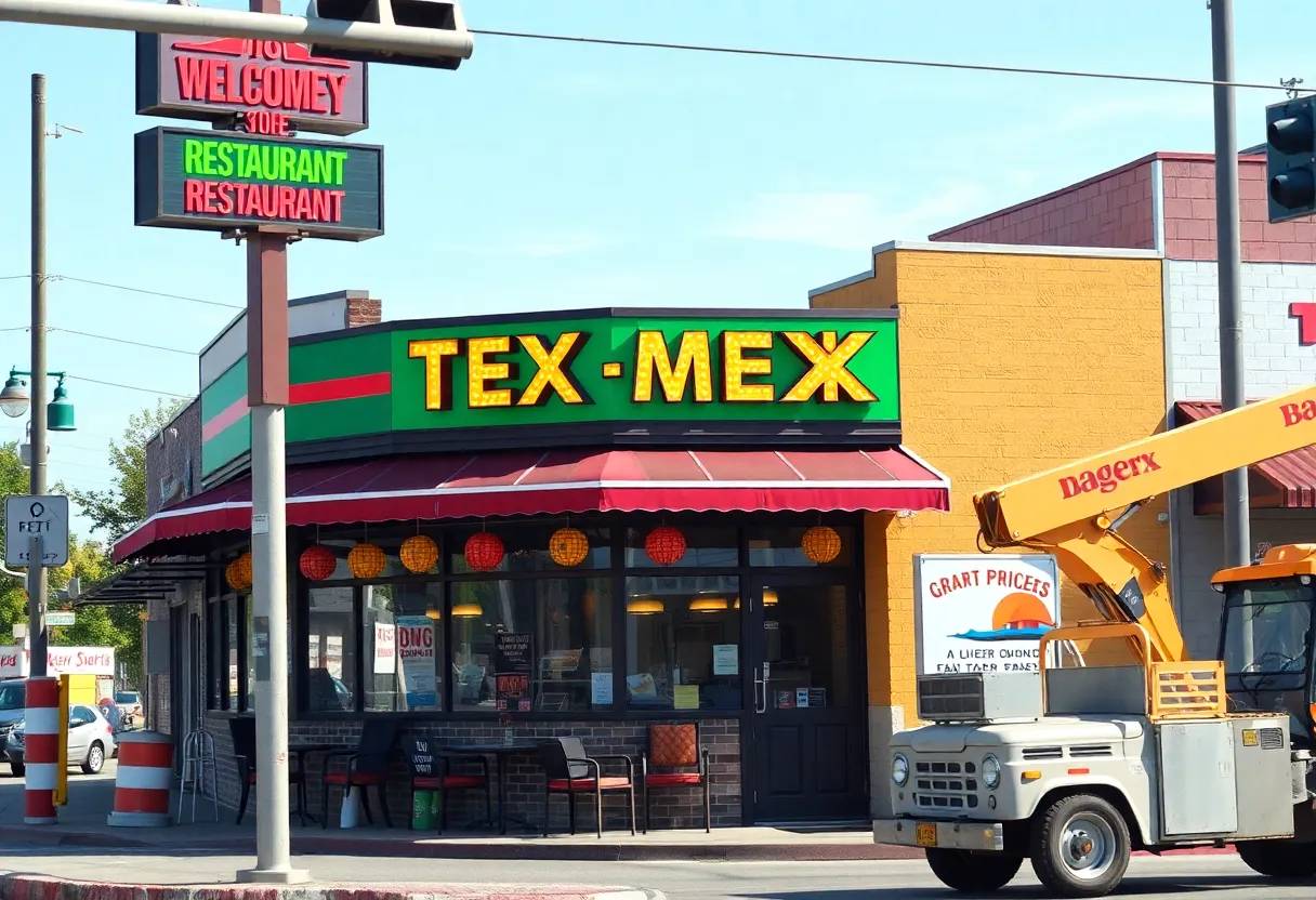 Exterior of Tia's Taco Hut's new location under construction