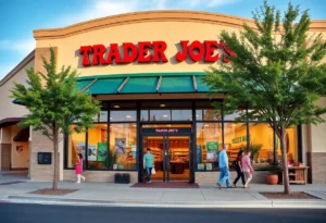 New Trader Joe's store in Bee Cave with people shopping.