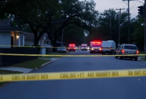 Crime scene in San Antonio with police presence
