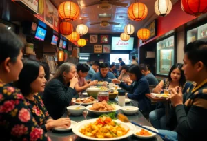 Customers dining at Umai Mi, enjoying a variety of Asian dishes