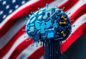 Abstract representation of artificial intelligence and federal regulations