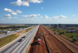 Construction site of the US Highway 90 expansion project in San Antonio