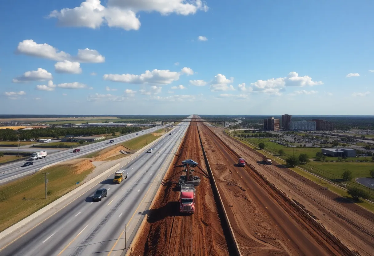 Construction site of the US Highway 90 expansion project in San Antonio